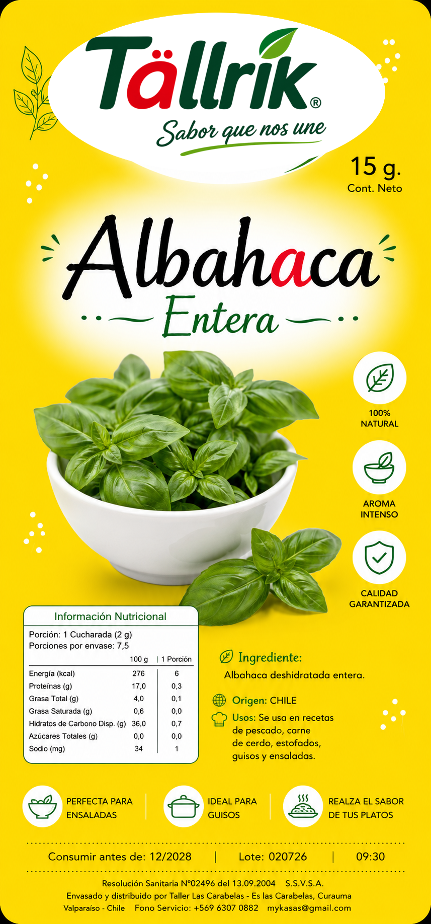 Etiqueta de Albahaca Tallrik